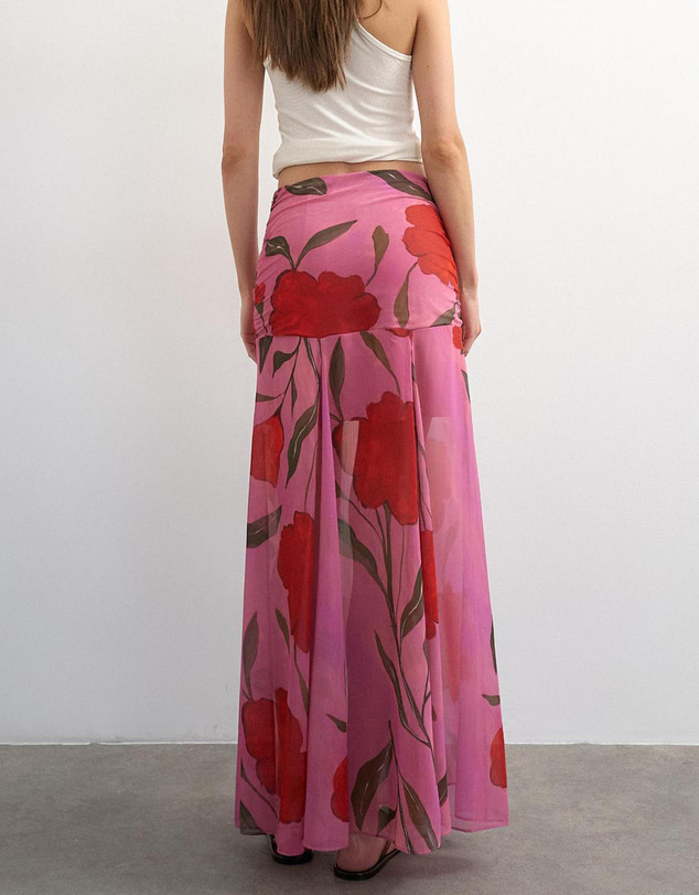 TOPSHOP - Skyler Floral Drop Waist Skirt Woven