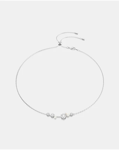 Swarovski - Constella Necklace, Crystal Pearl, Round Cuts, White, Rhodium Plated