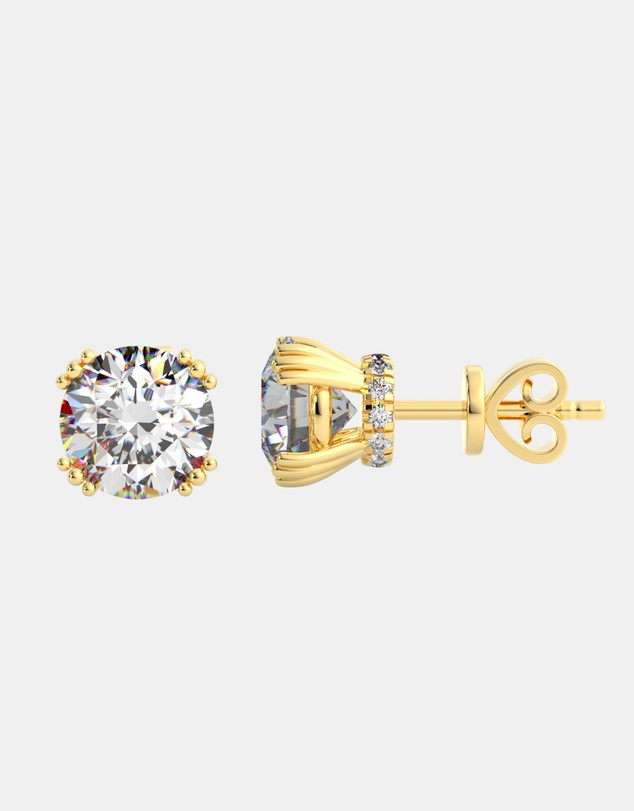 Georgini - Georgini Elegant Essentials 6.5mm Round Hidden Halo Stud Gold