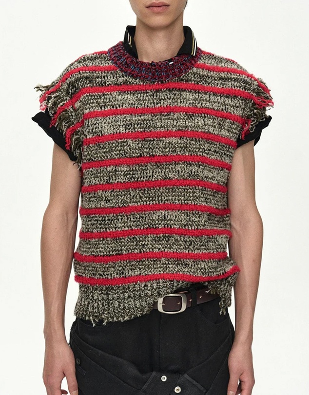 Andersson Bell - Fringe Stripe Wool Crew-Neck Vest