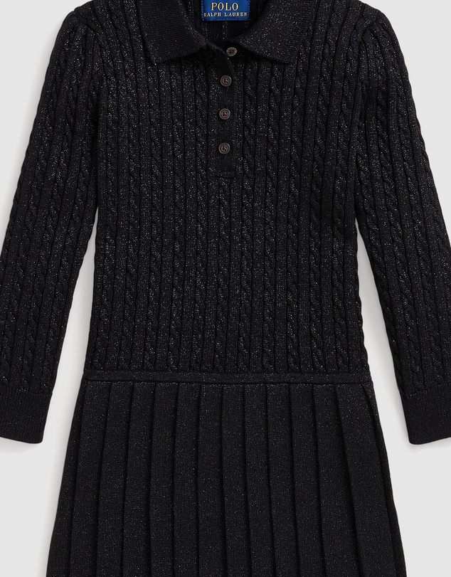 Polo Ralph Lauren - Metallic Mini-Cable Polo Sweater Dress - Kids