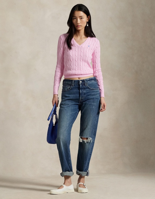 Polo Ralph Lauren - Cable-Knit Cotton V-Neck Sweater - ICONIC EXCLUSIVE