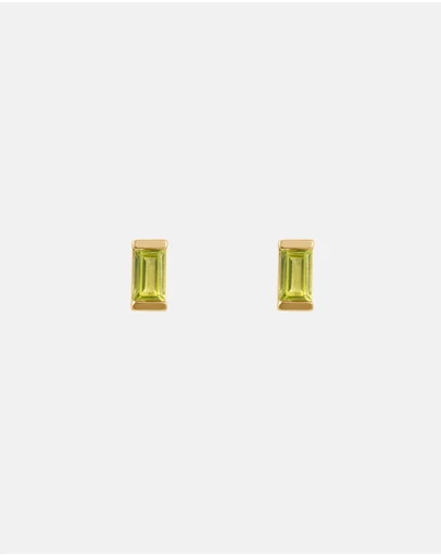 Kirstin Ash - Baguette Birthstone Studs August - Peridot