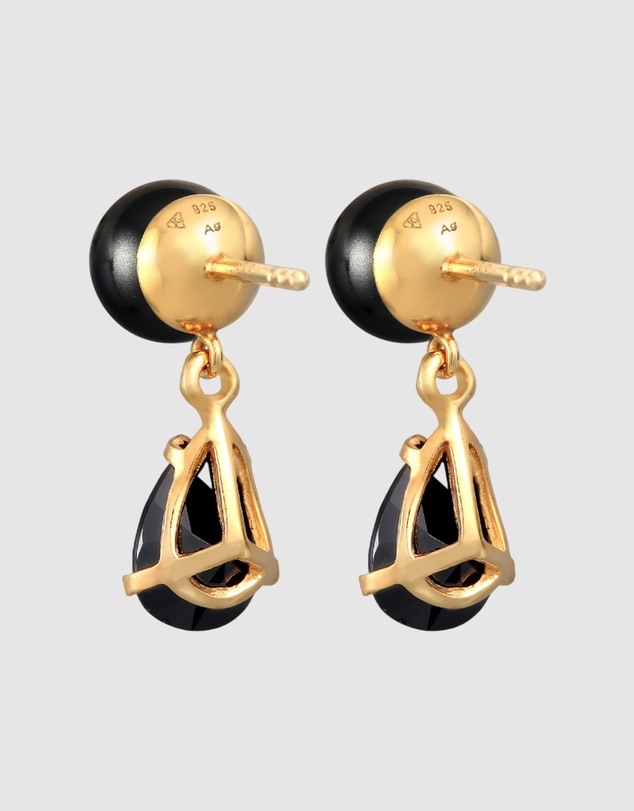 Elli Jewelry - Earrings Ear Studs Drop with Synth. Pearl And Zirconia Crystals in 925 Sterling Silver Gold Plated