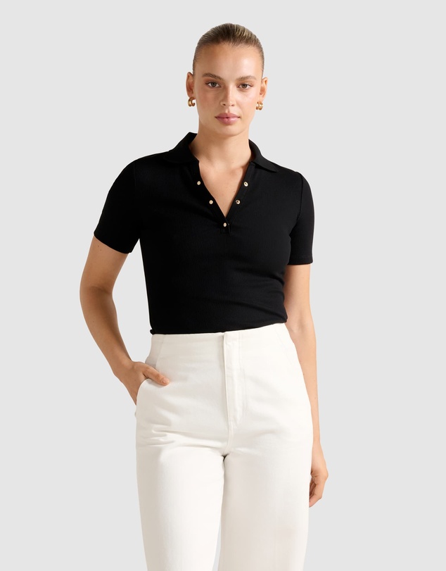 Forever New - Amari Press Stud Polo Neck Top