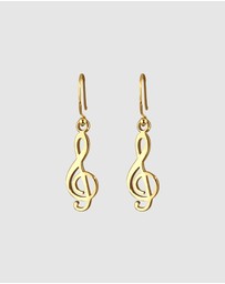 Elli Jewelry - Earrings Ear Hanger Music Clef Cut-Out in 925 Sterling Silver Gold Plated
