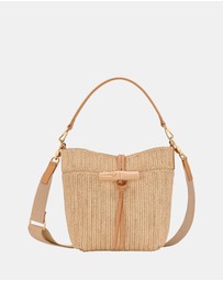 Longchamp - Le Roseau Raphia Canvas Bucket Bag - XS