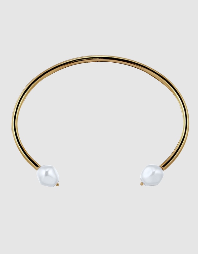Elli Jewelry - Pearl Cuff Bracelet in Gold-Plated 925 Sterling Silver