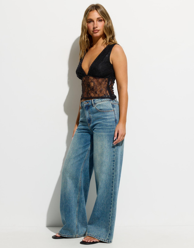 Dazie - Isabella Sequin Lace Top