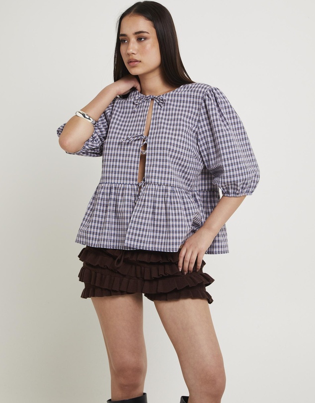 Subtitled - Delmar Check Frill Shirt