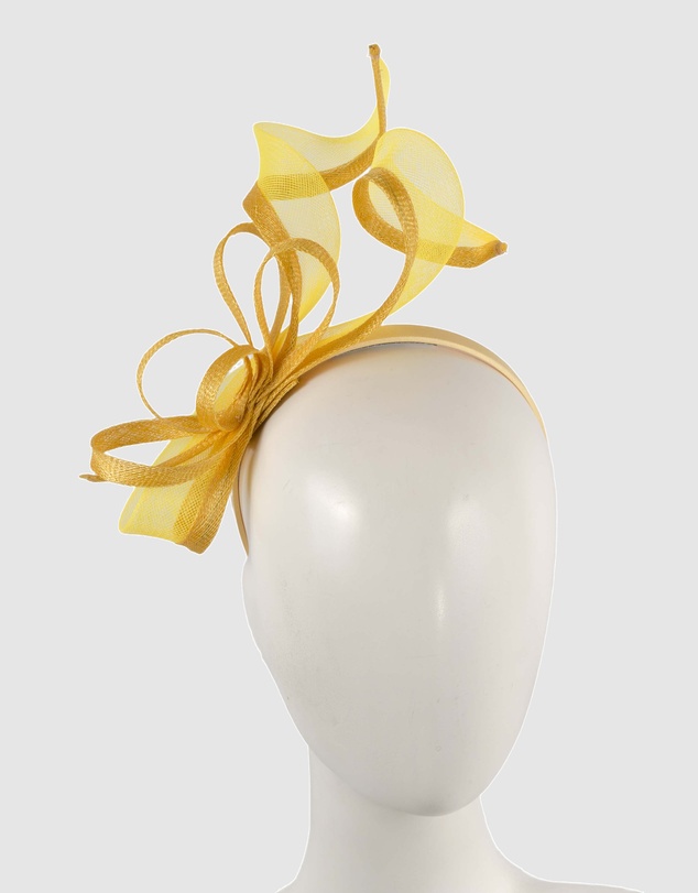 Max Alexander - Small Yellow Sinamay Loops Fascinator