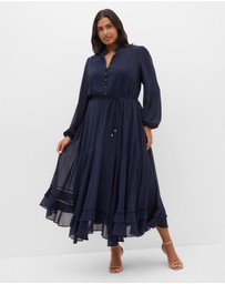 City Chic - Plus size Yasmin Long Sleeve Maxi Dress - navy