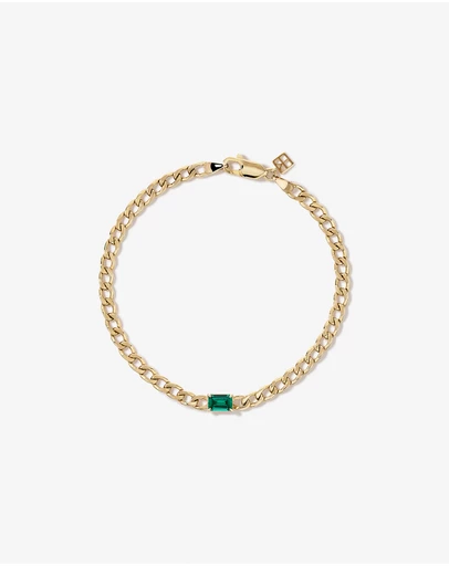 Michael Hill - Created Emerald Curb Link Bracelet in 10kt Yellow Gold