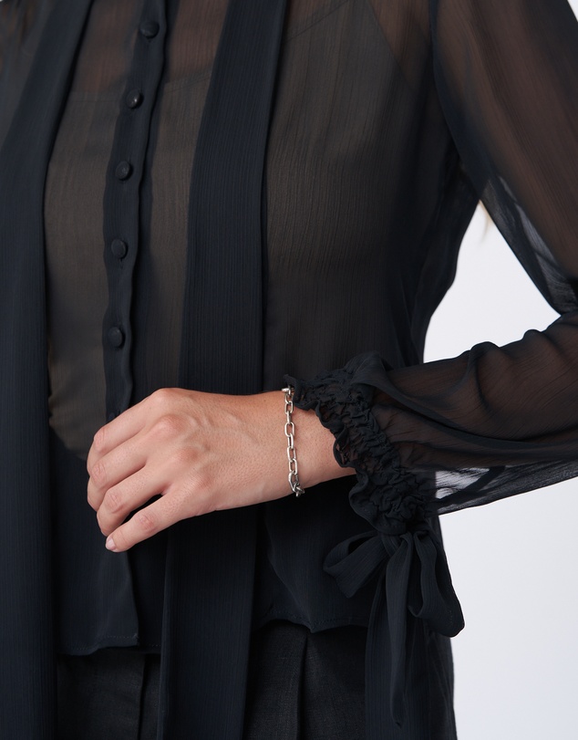 Amelius - Brianna Sheer Tie Neck Shirt