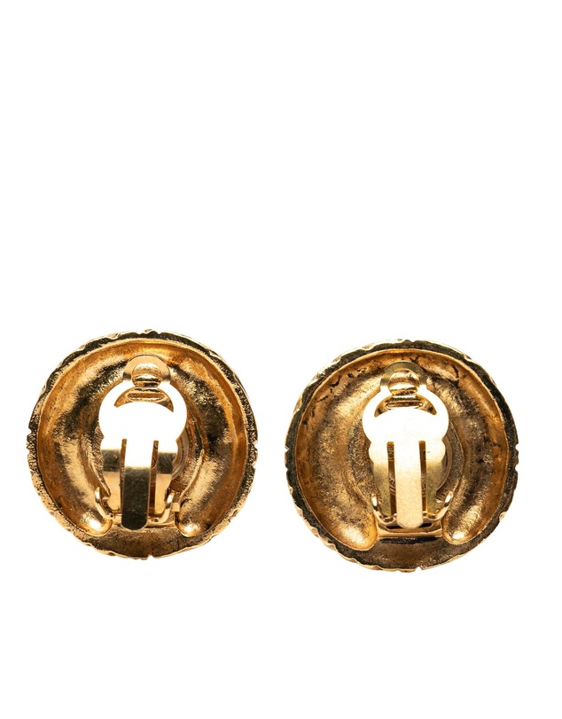 Pre-Loved by Azura Reborn - Pre-Loved Gold Plated Rhinestone Round Clip On Earrings