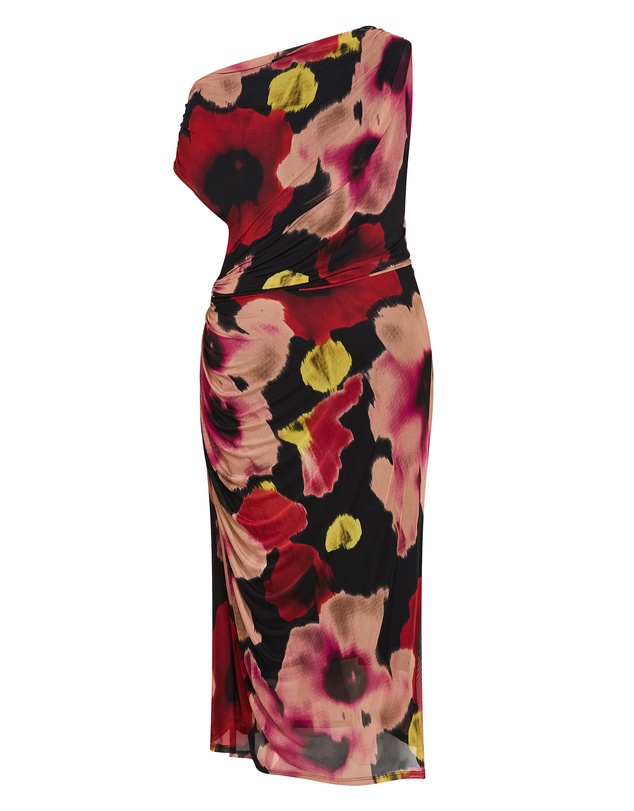 City Chic - Vivid Mesh Haze Print Maxi Dress