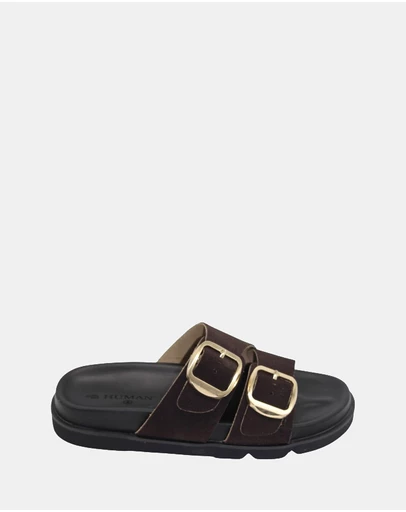 Human - Women's Ruby Slide Sandals Choc Suede