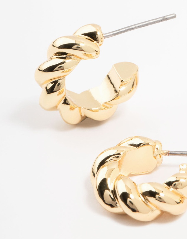 Lovisa - Gold Plated Twist & Smooth Hoop Earrings 2-Pack