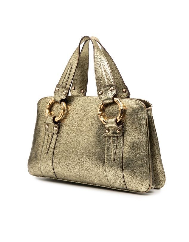 Pre-Loved by Azura Reborn - Pre-Loved Metallic Calfskin Metal Bamboo Handbag