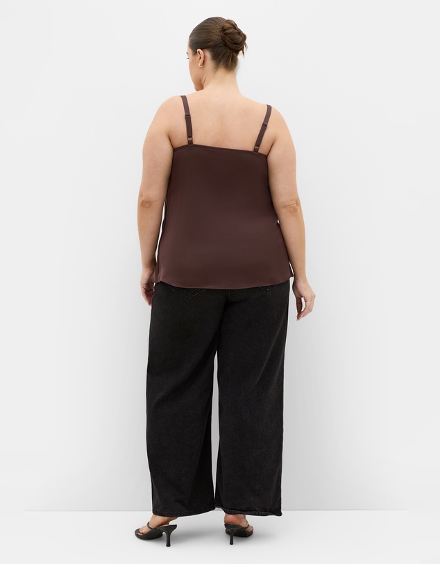 City Chic - Plus size Cowl Neck Satin Cami - truffle