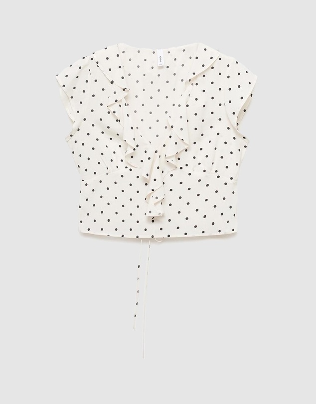 M.N.G - Polka-Dot Blouse With Ruffles