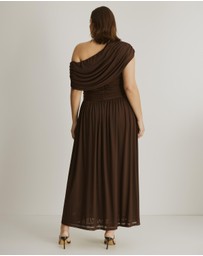 Atmos&Here Curvy - Winnie Off Shoulder Mesh Maxi Dress