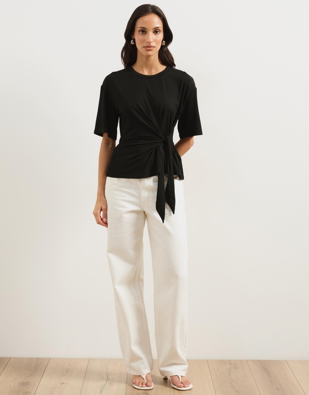 Atmos&Here - Rose Short Sleeve Tie Waist Top