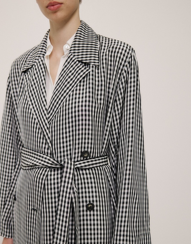 Trenery - Gingham Lightweight Trench Coat in Black