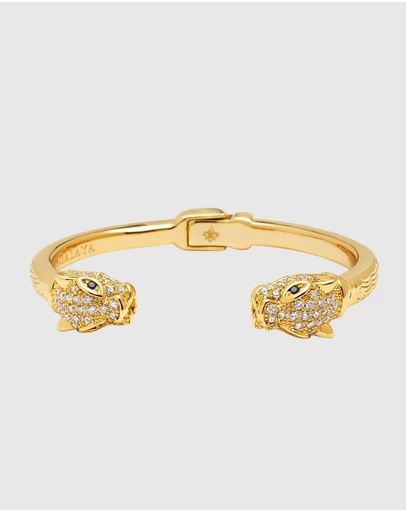 Nialaya Jewellery - Women's CZ Panther Bangle in Gold