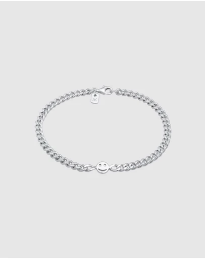Kuzzoi - ICONIC EXCLUSIVE - Curb Chain Bracelet with Smiling Charm in 925 Sterling Silver