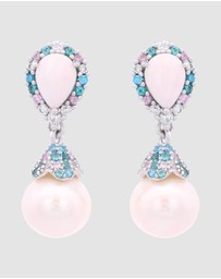 Georgini - GEORGINI WISTERIA CREATED OPAL AND PEARL CASCADE EARRINGS SILVER