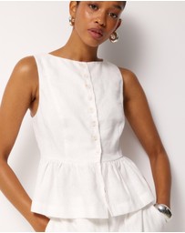 AERE - Kaia Linen Button Front Top