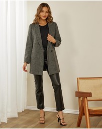 Atmos&Here - Check Wool Blend Coat