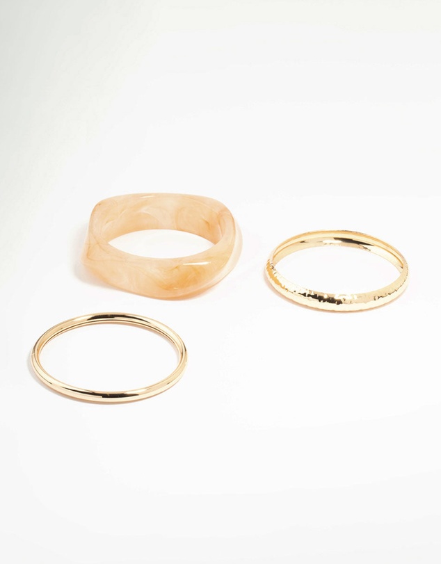Lovisa - Gold & Acrylic Bangles 3-Pack