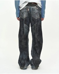 Andersson Bell - Denim Trompe-L'oeil Graphic Biker Jeans - Unisex