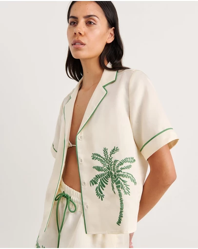 Jag - Palm Embroidered Shirt