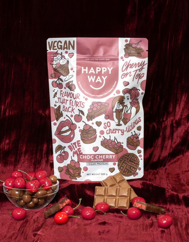 Happy Way - Choc Cherry Vegan Protein Powder 500g