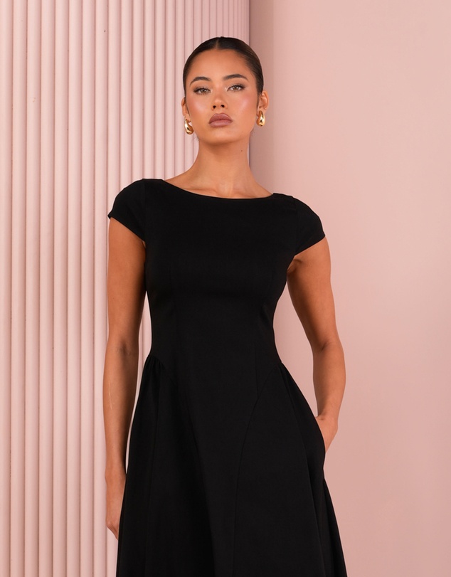 Azzurielle - Quintin Full Skirt Midi Dress