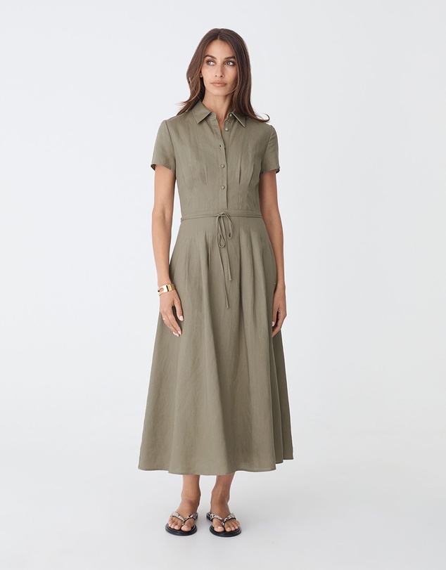Forcast - Sophie Pleat Waist Linen Dress
