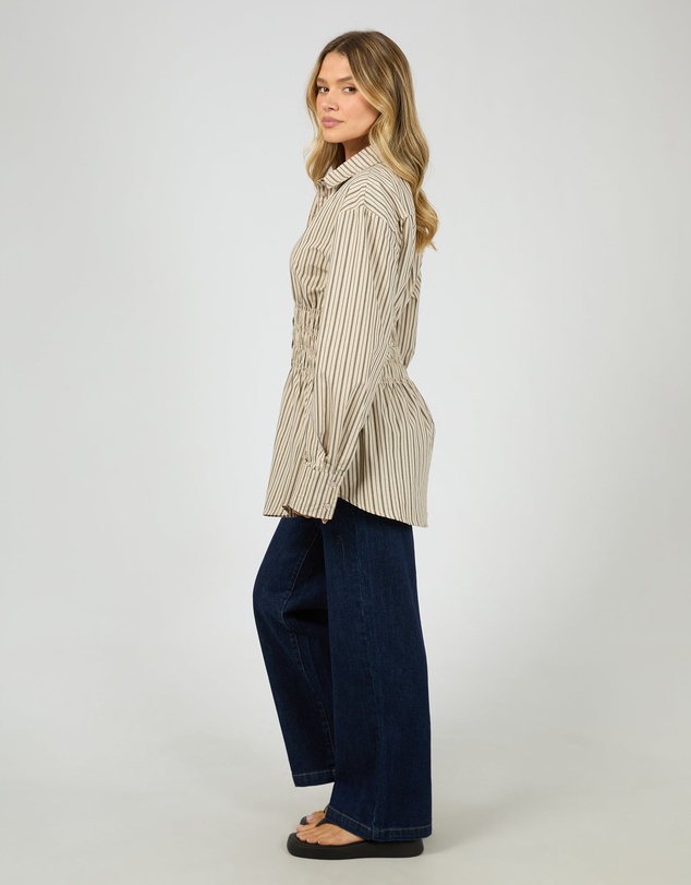 All About Eve - Aae Ruched Stripe Shirt Natural