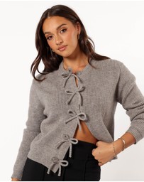 Petal & Pup - Wilde Bow Front Cardigan - Light Grey