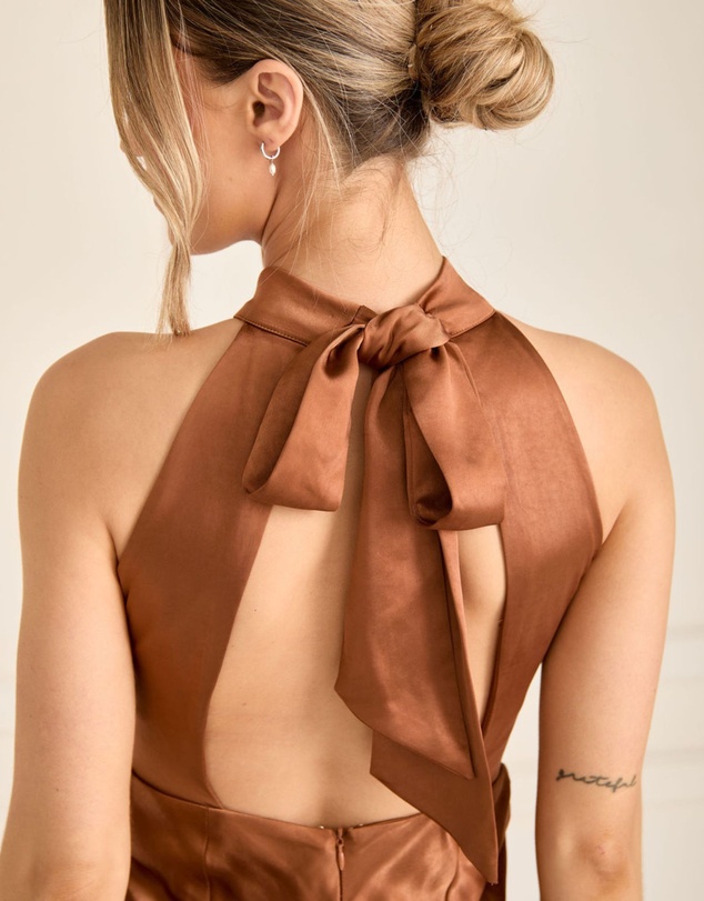 Six Stories - Halter Neck Satin Bridesmaid Dress
