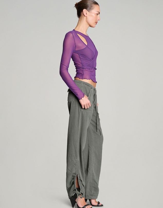 Love and Nostalgia - Wrap It Up Mesh Top - Mulberry