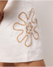 AERE - Solene Embroidered Linen Shorts