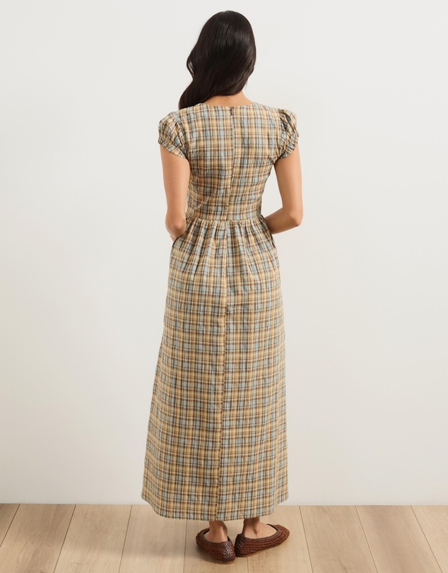 Atmos&Here - Blair Checkered Cotton Blend Midi Dress