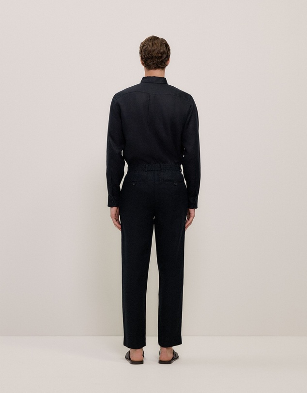Trenery - Linen Relaxed Tailored Pant in Black