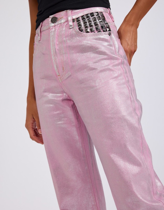ONE TEASPOON - Pink Envy Foil Awesome Baggies High Waist Jeans