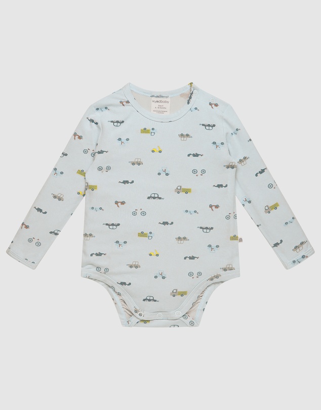 Kynd Baby - Comfy Bodysuit Long Sleeve in Blue Haze Cars