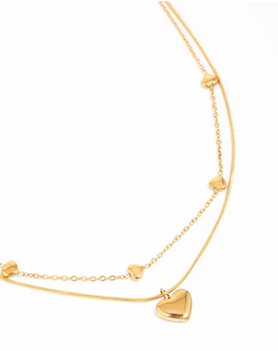 Lovisa - Waterproof Gold Plated Stainless Steel Heart Pendant Layered Necklace