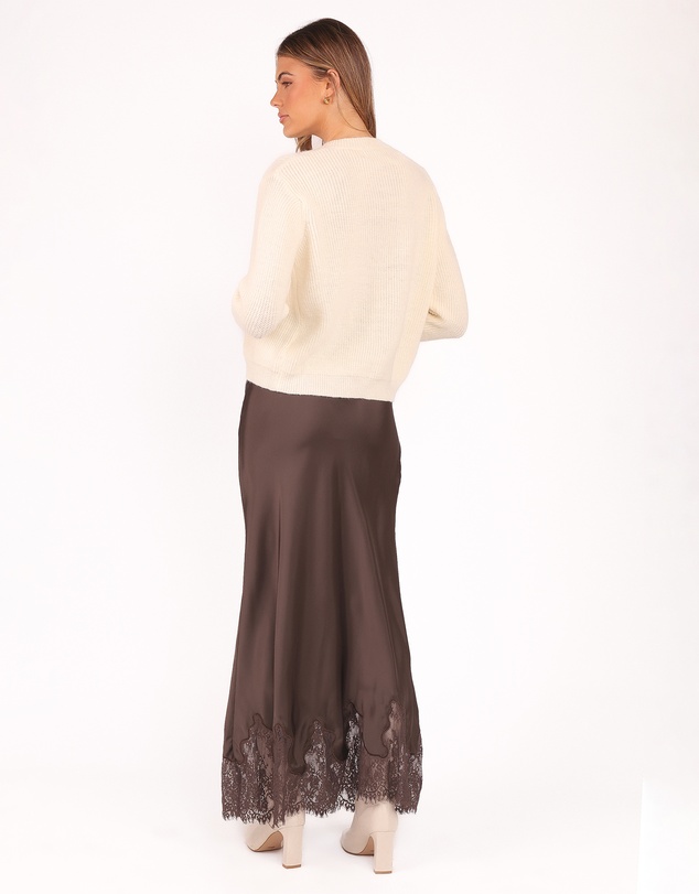 Petal & Pup - Alira Lace Trim Midi Skirt - Brown